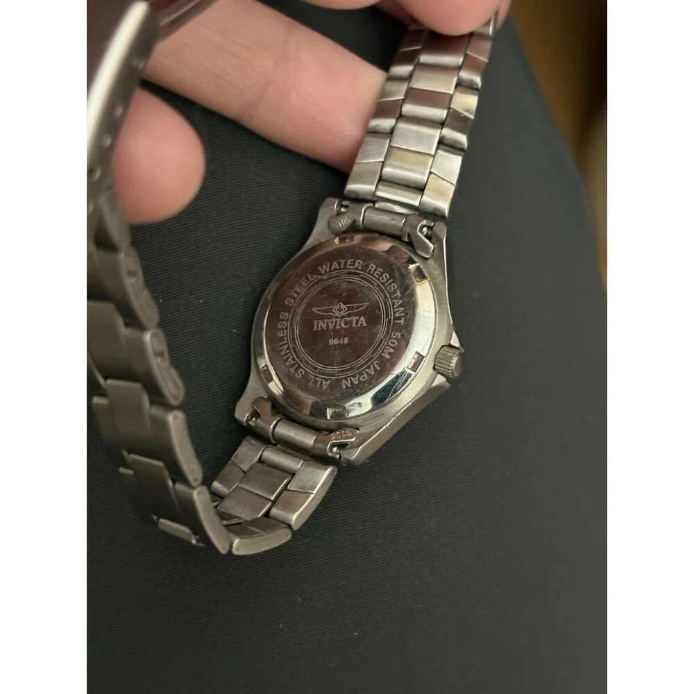 Invicta 9648 Women's Watch Silver Blue Dial Quartz 50M Water Resistant Needs Bat